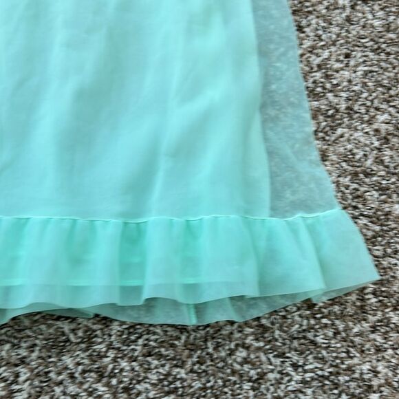 Vtg Gossard Artemis Green Floral Chiffon Nightgown - Picture 9 of 12